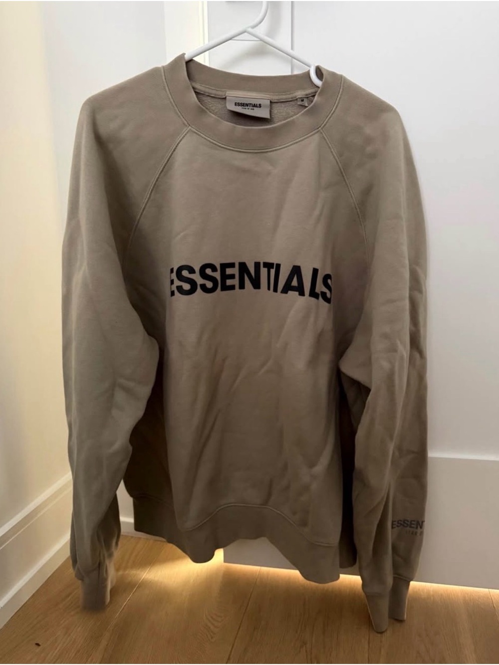 Essentials Crewneck Sweatshirt in Taupe with Black Logo